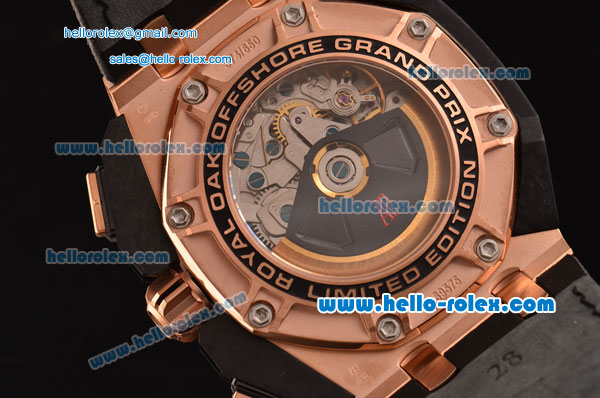 Audemars Piguet Grande Prix Chrono Run 12@ Swiss Vajoux 7750-CHG Automatic Rose Gold Case with Black Rubber Strap and Black Dial - Click Image to Close